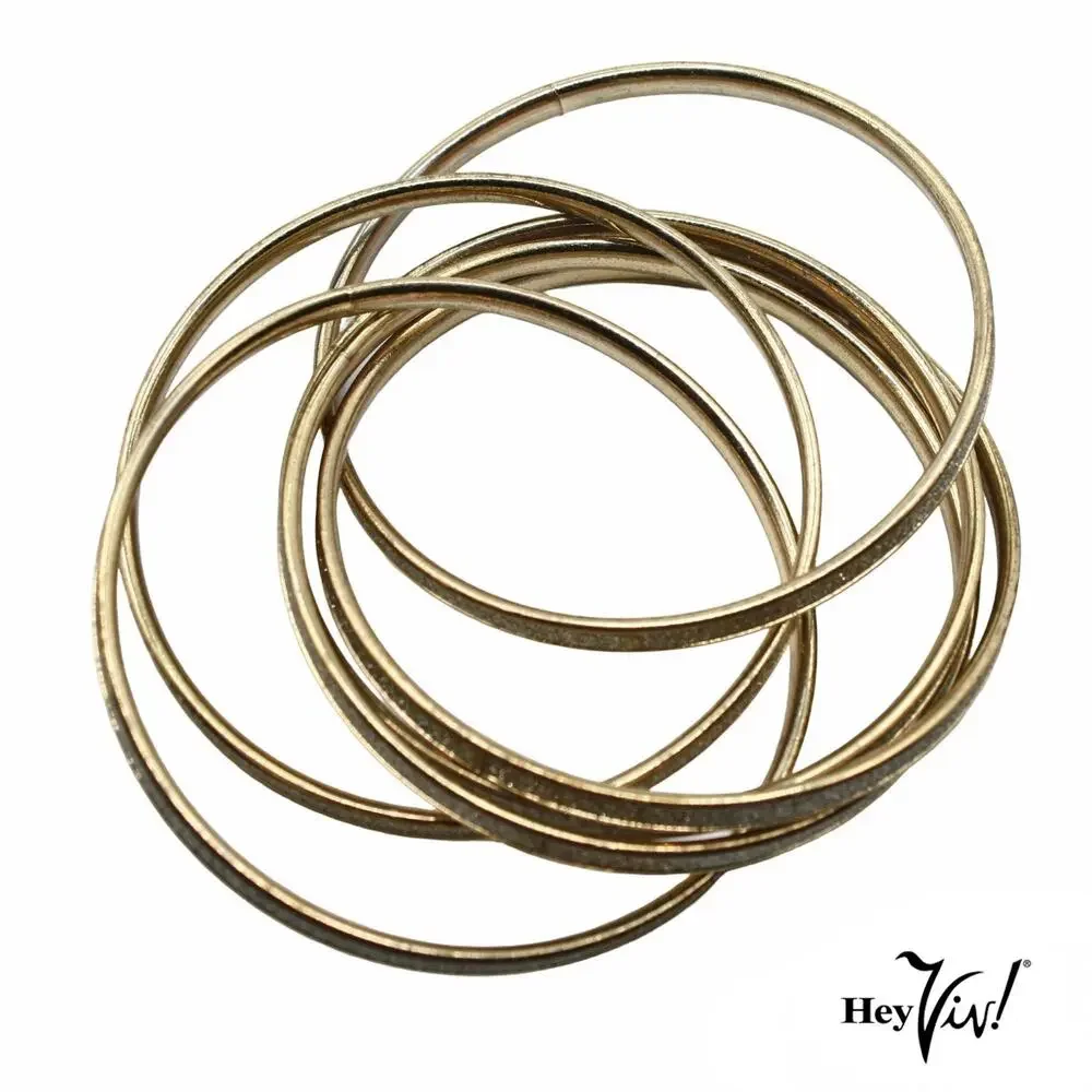Vintage Interlocked Bangle Bracelets Gold w Silver Glitter 80s 90s Glam -Hey Viv